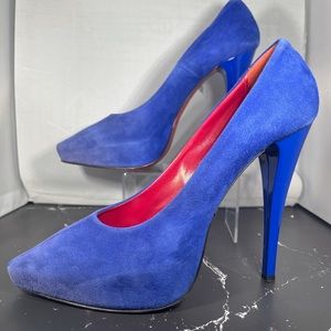 Vero Cuoio 1969  Made in Italy Blue Suede Heels sz 38